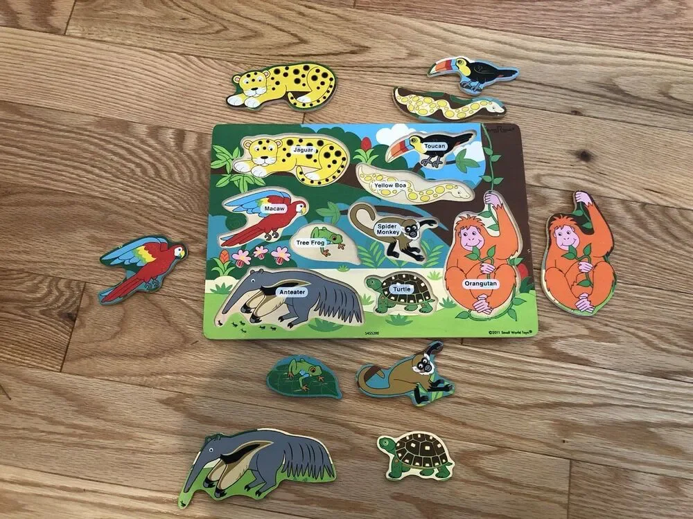 Zoo‎ Theme 2011 Small World Toys Ryan’s Room Puzzles 1 w/Peg and 1 Raised Pieces